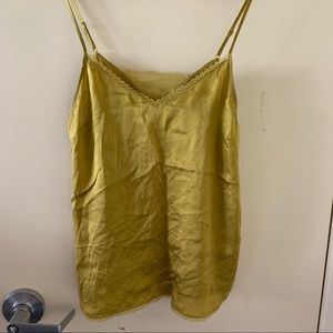 Anthropologie silk cami chartreuse